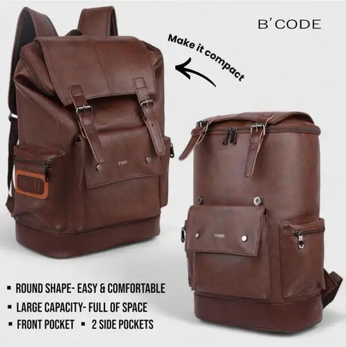 30 L Vegan Leather Anti-Theft Laptop Backpack Waterproof Travel & Office Bag