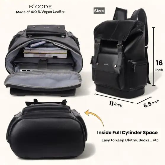 30 L Vegan Leather Anti-Theft Laptop Backpack Waterproof Travel & Office Bag