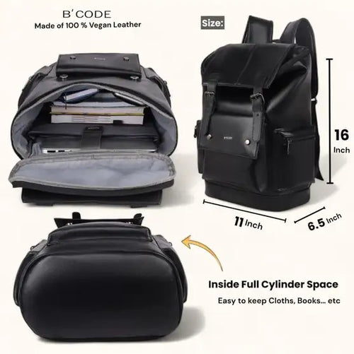 30 L Vegan Leather Anti-Theft Laptop Backpack Waterproof Travel & Office Bag
