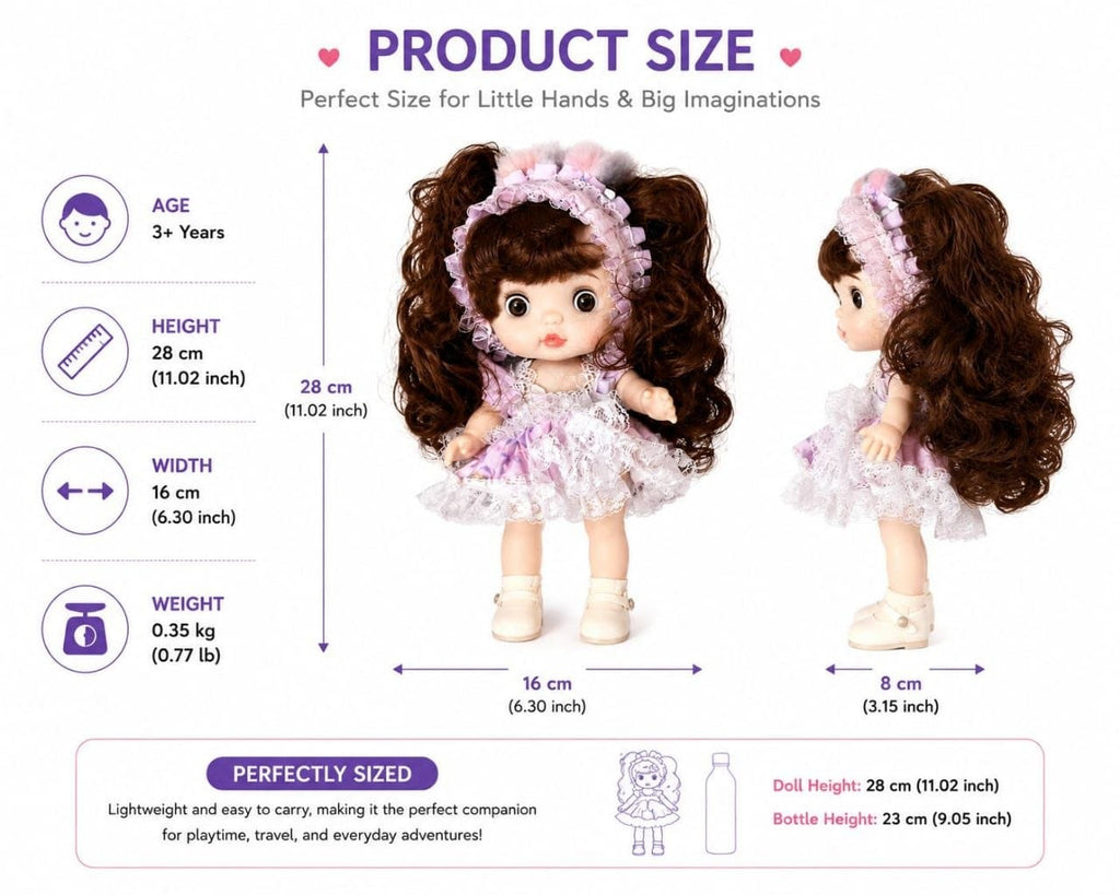 Premium Realistic Cute Baby Girl Doll with Soft Hat & Colorful Dress | Washable Non-Toxic Soft Toy Play Doll Figures for Kids (Ages 3+ Years)