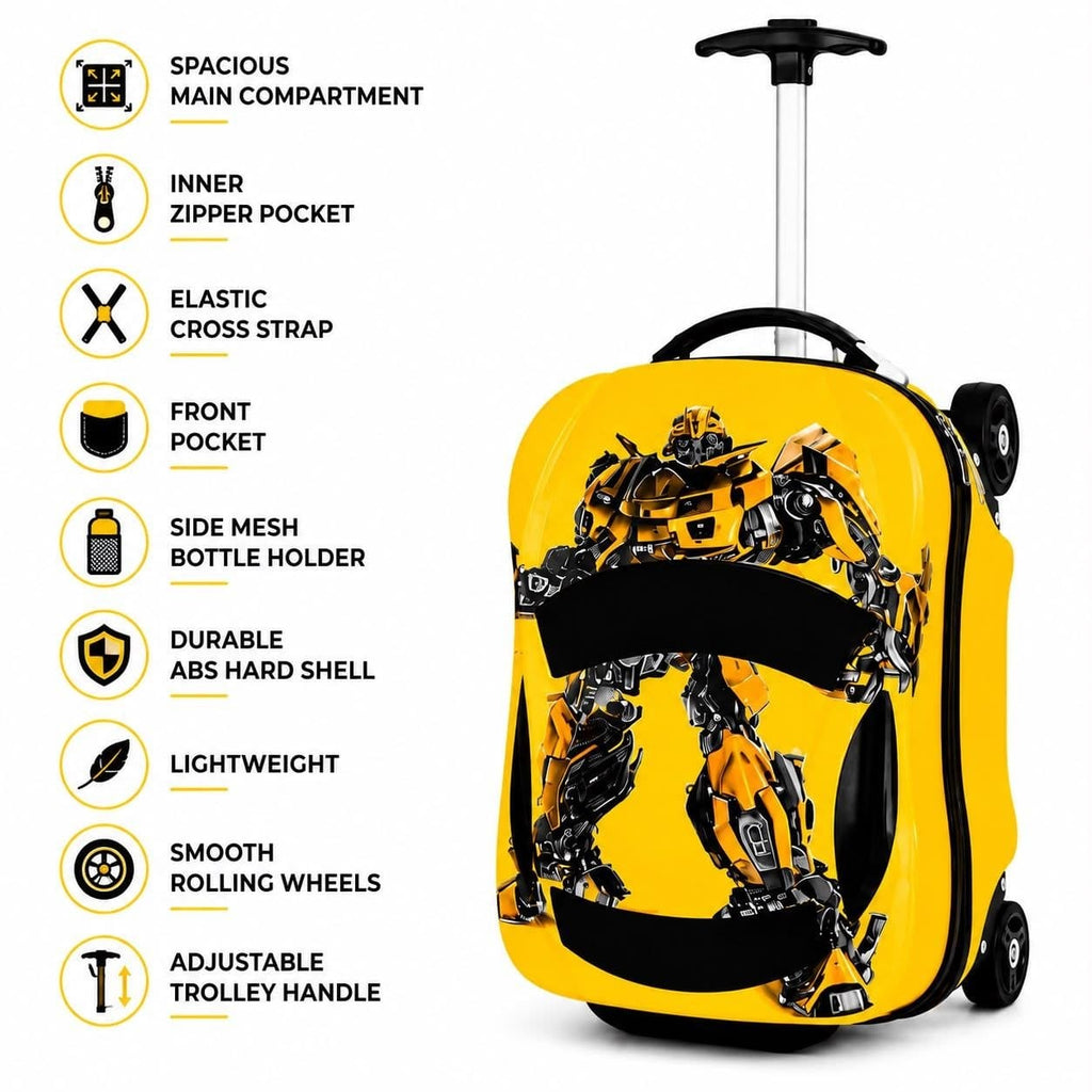 Kids Ride-On Suitcase | 3D Car Shape Hard Shell Luggage Trolley Bag for Kids with Adjustable Telescopic Handle & Smooth Rolling Wheels with backpack