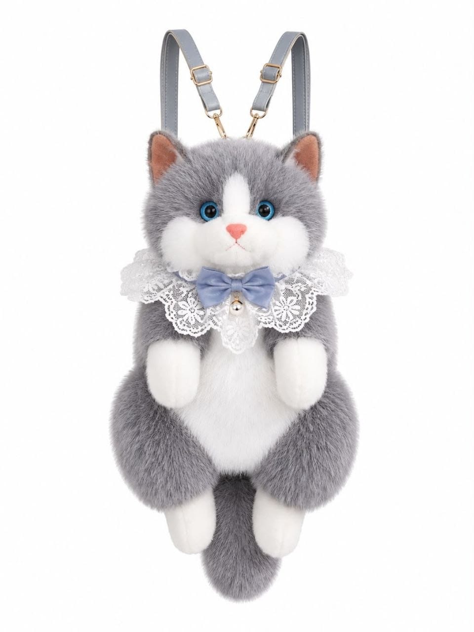Realistic Cute Cat Plush Backpack for Girls and Kids - Soft Furry Stuffed Animal Shoulder Bag