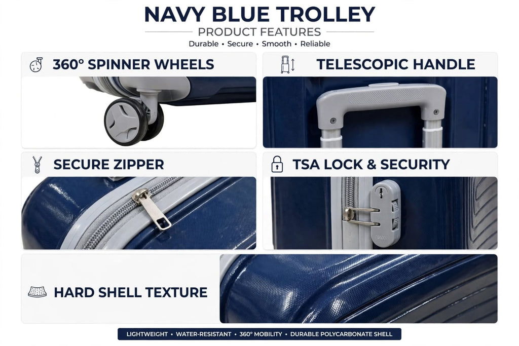 Premium Hard Shell Travel Luggage Trolley Bags Combo Set of 2 with 360° Spinner Wheels & TSA Lock (20 Inch + 24 Inch)