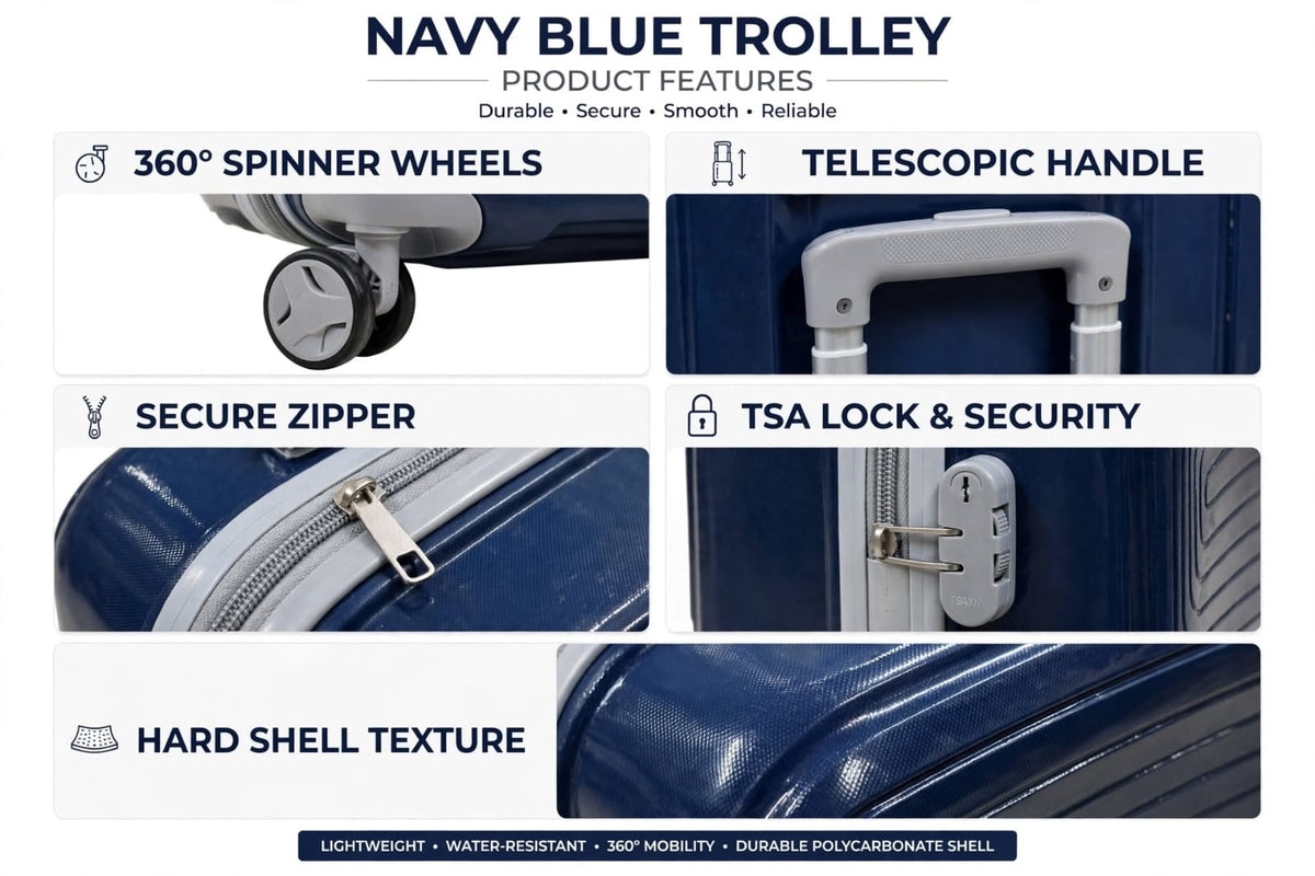 Premium Hard Shell Travel Luggage Trolley Bags Combo Set of 2 with 360° Spinner Wheels & TSA Lock (20 Inch + 24 Inch)