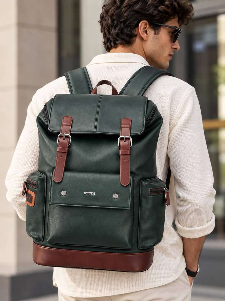 30 L Vegan Leather Anti-Theft Laptop Backpack Waterproof Travel & Office Bag