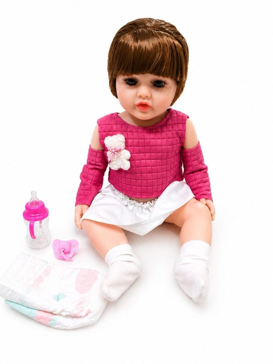 Premium Realistic Reborn Baby Doll Set with Accessories | 38 cm Life-Like Soft Cuddly Play Doll with Feeding Bottle, Pacifier & Diaper for Kids Girls (Ages 3+ Years)