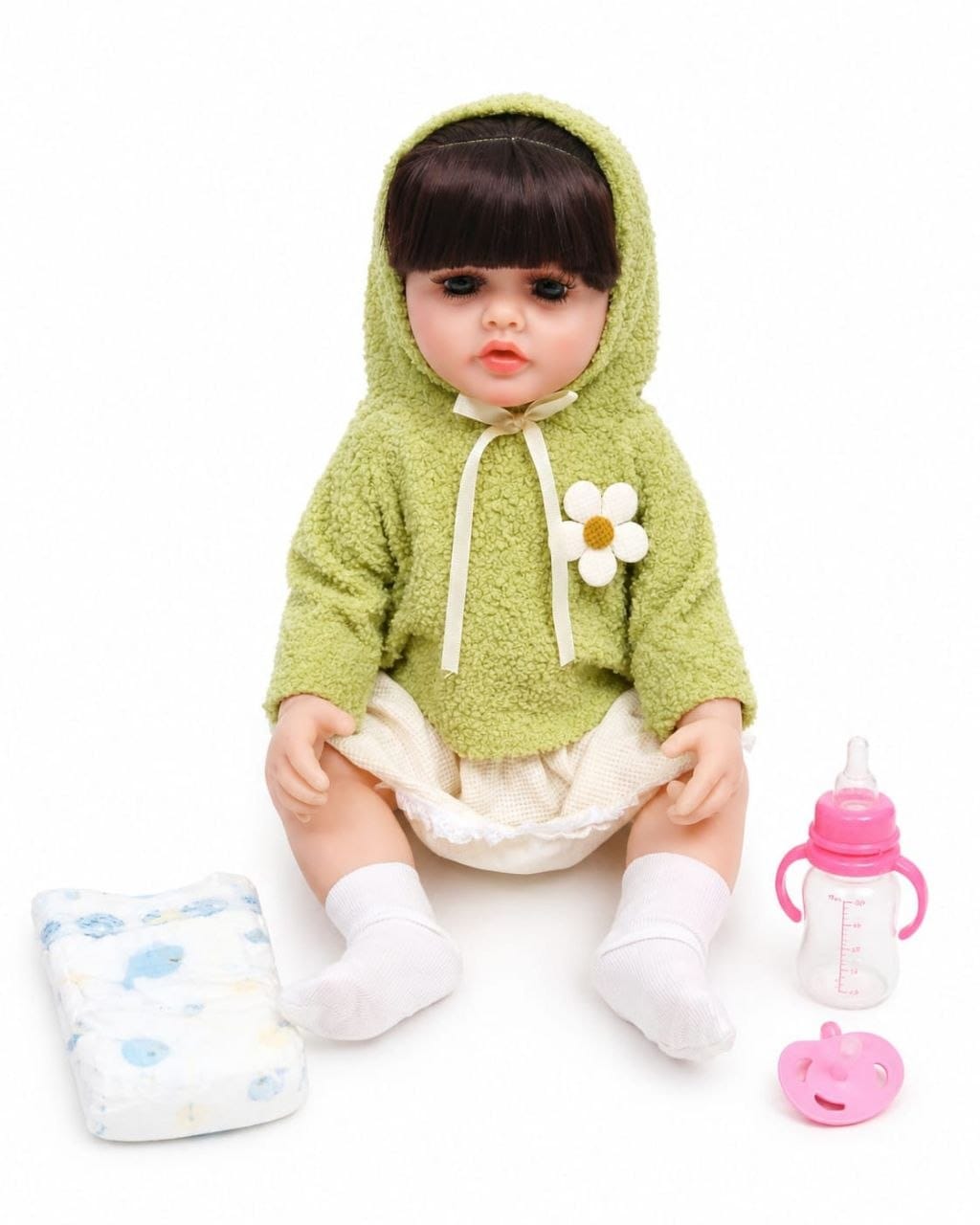 Premium Realistic Reborn Baby Doll Set with Accessories | 38 cm Life-Like Soft Cuddly Play Doll with Feeding Bottle, Pacifier & Diaper for Kids Girls (Ages 3+ Years)