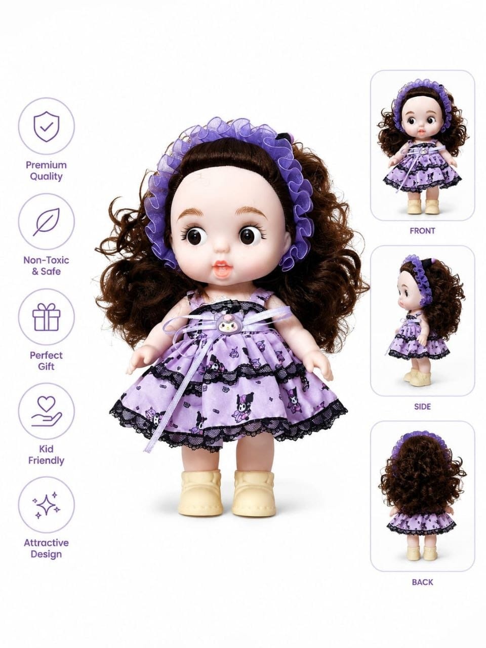 Premium Realistic Cute Baby Girl Doll with Soft Hat & Colorful Dress | Washable Non-Toxic Soft Toy Play Doll Figures for Kids (Ages 3+ Years)