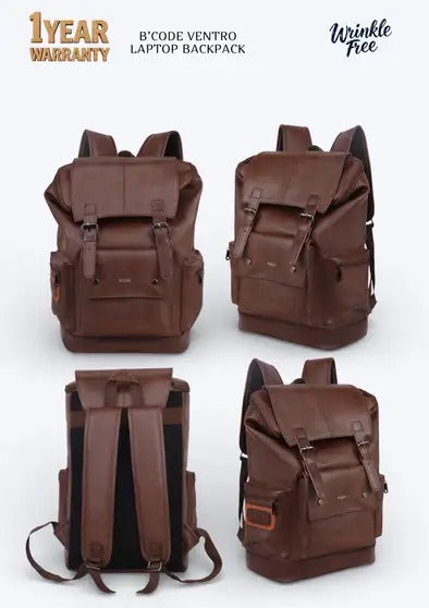 30 L Vegan Leather Anti-Theft Laptop Backpack Waterproof Travel & Office Bag