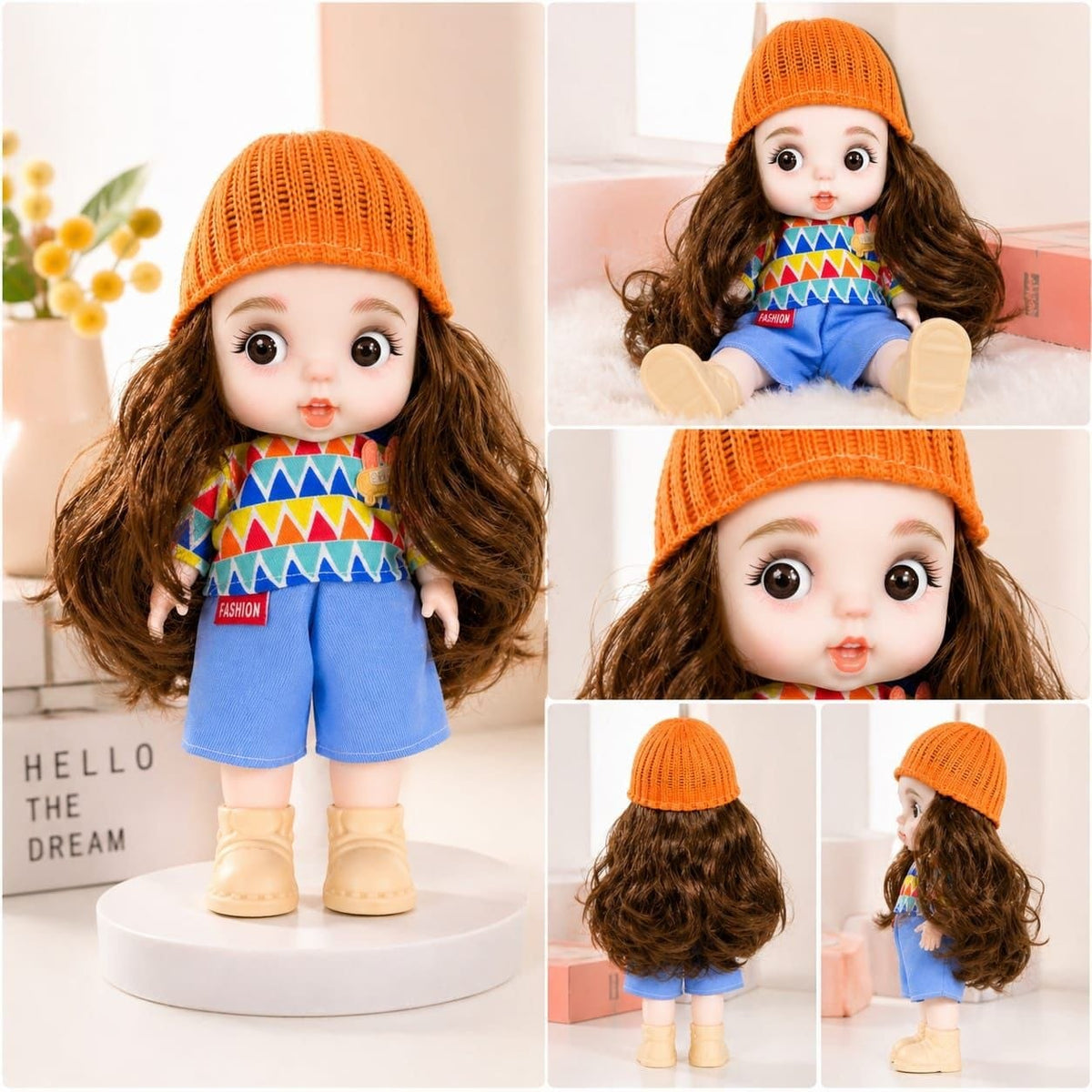 Premium Realistic Cute Baby Girl Doll with Soft Hat & Colorful Dress | Washable Non-Toxic Soft Toy Play Doll Figures for Kids (Ages 3+ Years)