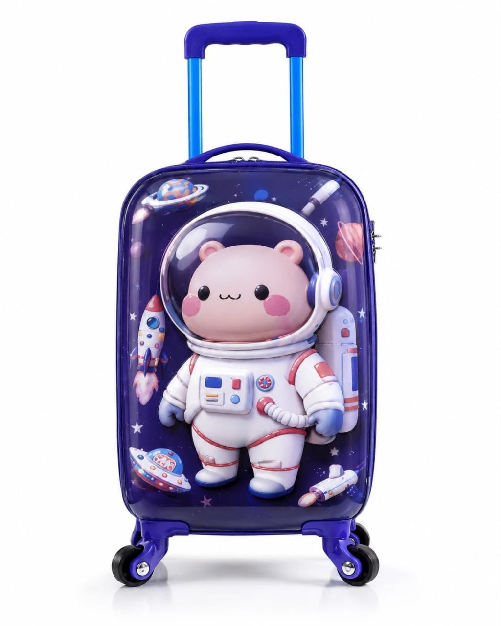 Kids 3D Space Astronaut Trolley Bag | 22L Premium Hardshell Cabin Suitcase with 360° Spinner Wheels for Boys & Girls (48 cm)