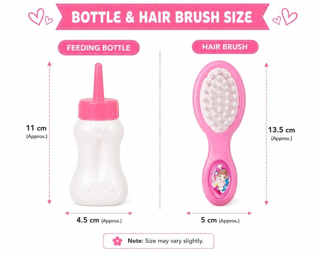 Premium Realistic Baby Doll Toy Set for Girls – Cute Soft Styling Doll with Long Braided Hair, Feeding Bottle, and Hair Brush Accessories (30 cm)