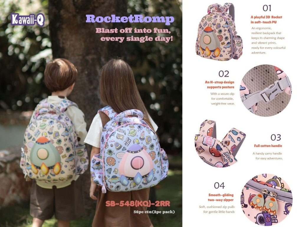 Premium Kids Space Astronaut School Bag | Waterproof Lightweight Backpack with Spacious Compartments for Playgroup, Nursery, Preschool & Primary Boys & Girls (Purple)