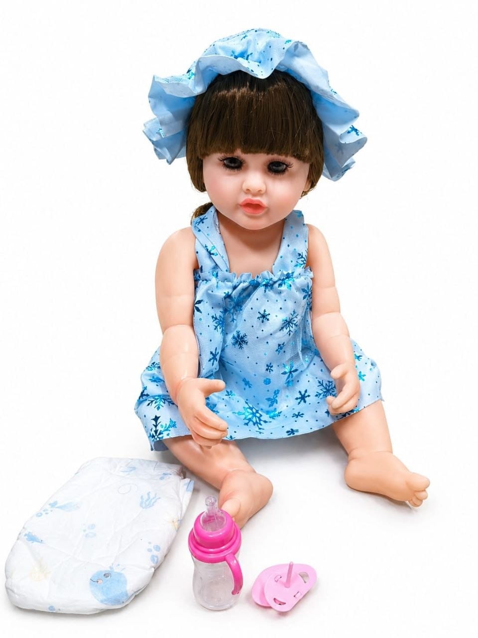 Premium Realistic Cute Baby Girl Doll with Soft Hat & Colorful Dress | Washable Non-Toxic Soft Toy Play Doll Figures for Kids (Ages 3+ Years)