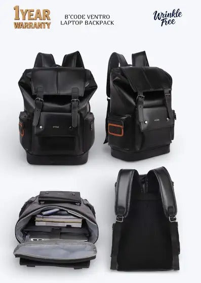 30 L Vegan Leather Anti-Theft Laptop Backpack Waterproof Travel & Office Bag