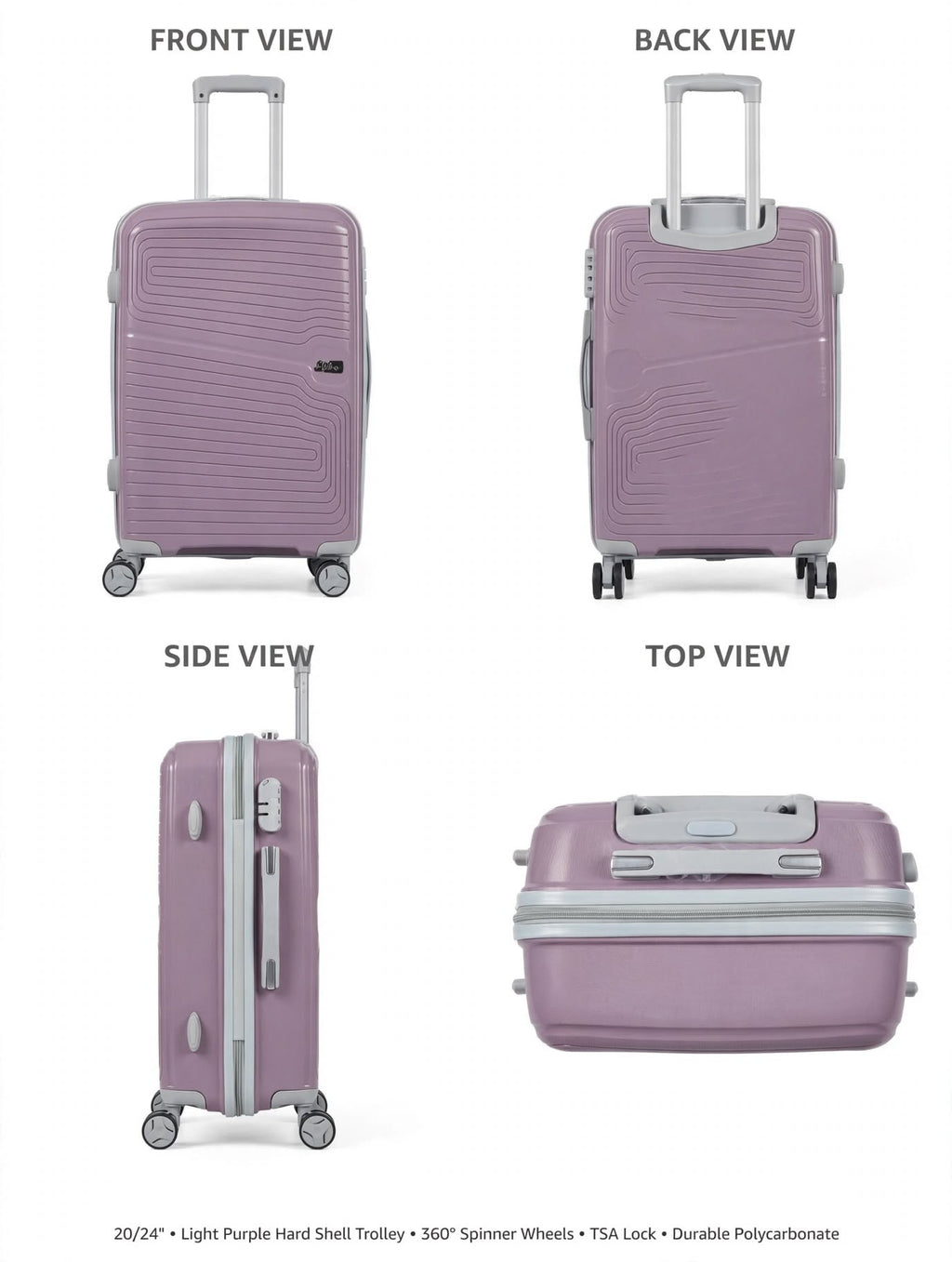 Premium Hard Shell Travel Luggage Trolley Bags Combo Set of 2 with 360° Spinner Wheels & TSA Lock (20 Inch + 24 Inch)