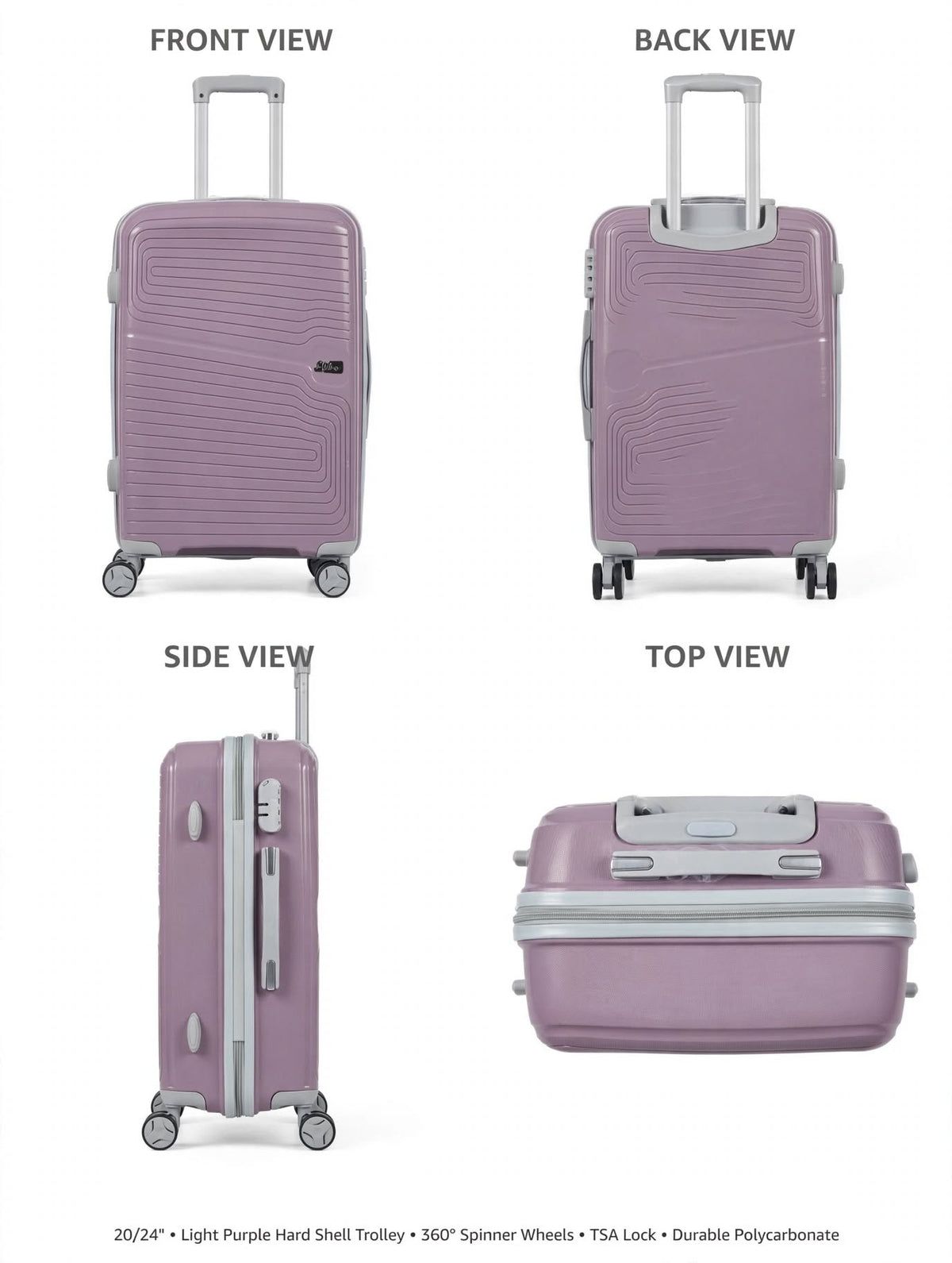 Premium Hard Shell Travel Luggage Trolley Bags Combo Set of 2 with 360° Spinner Wheels & TSA Lock (20 Inch + 24 Inch)