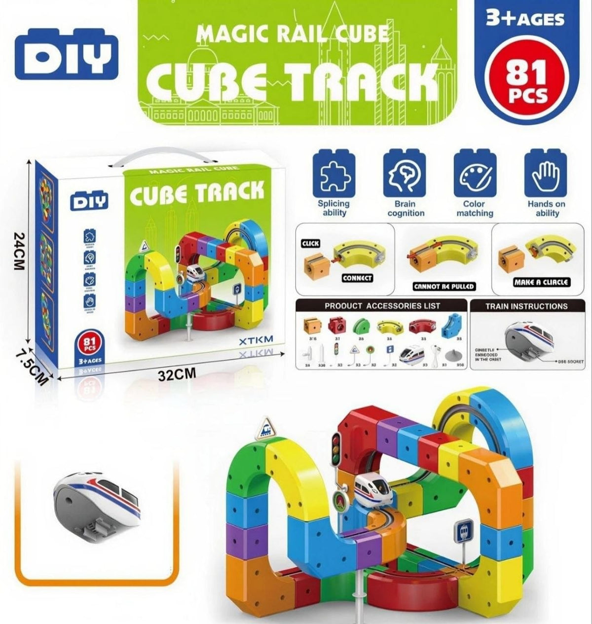 81 Pcs DIY Educational Building Blocks Rail Track Toy Set
