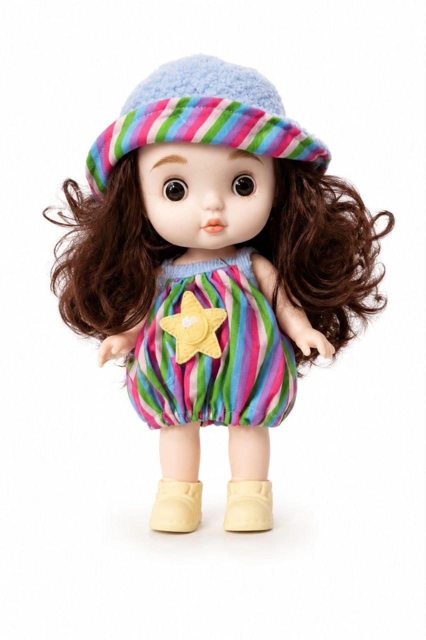 Premium Realistic Cute Baby Girl Doll with Soft Hat & Colorful Dress | Washable Non-Toxic Soft Toy Play Doll Figures for Kids (Ages 3+ Years)
