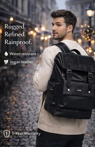 30 L Vegan Leather Anti-Theft Laptop Backpack Waterproof Travel & Office Bag