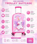 Premium Kids 3D Rainbow Unicorn Trolley Bag | 22L Hardshell Cabin Suitcase with 360° Spinner Wheels for Girls & Boys (48 cm, Pink)