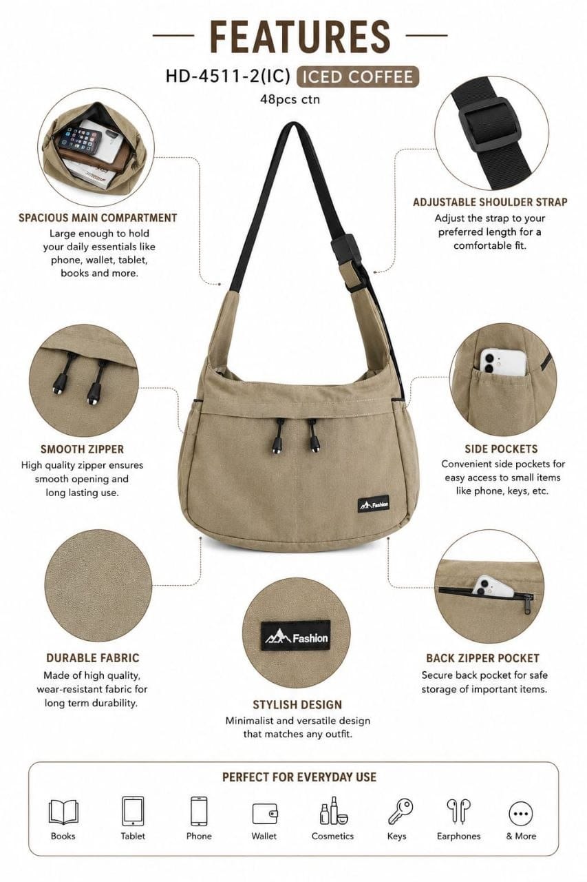 Premium Waterproof Sling Bag for Men & Women | Multi-Pocket Crossbody Messenger Bag with Adjustable Shoulder Strap for Travel, Office & Daily Use