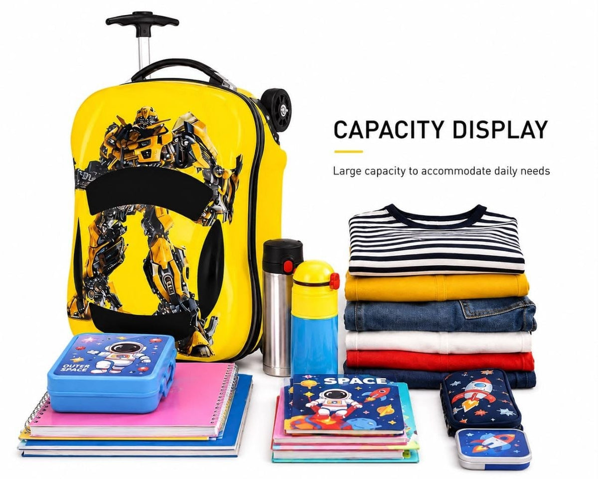 Kids Ride-On Suitcase | 3D Car Shape Hard Shell Luggage Trolley Bag for Kids with Adjustable Telescopic Handle & Smooth Rolling Wheels with backpack