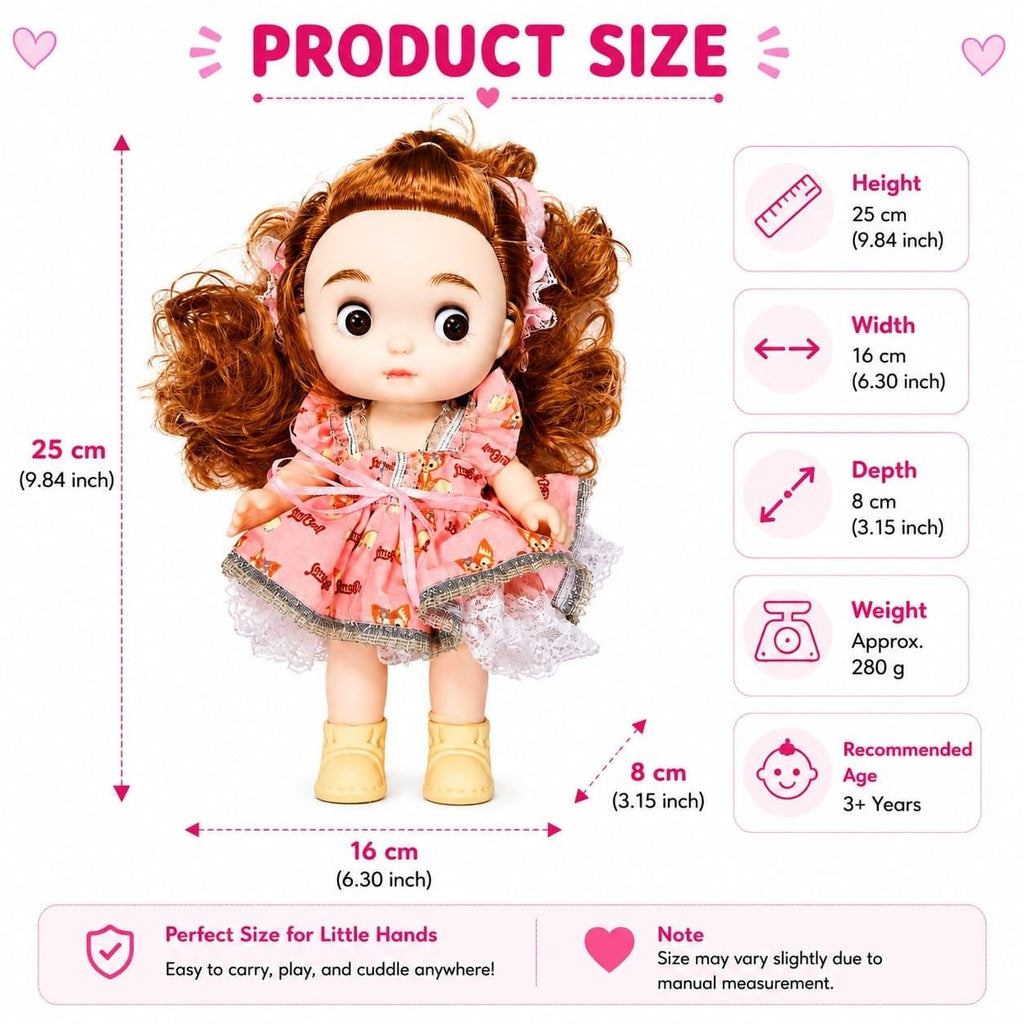Premium Realistic Cute Baby Girl Doll with Soft Hat & Colorful Dress | Washable Non-Toxic Soft Toy Play Doll Figures for Kids (Ages 3+ Years)