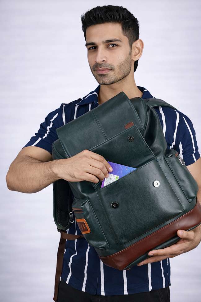 30 L Vegan Leather Anti-Theft Laptop Backpack Waterproof Travel & Office Bag