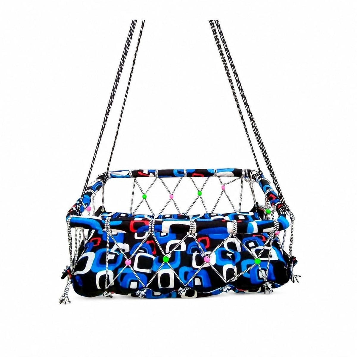 Premium Kids Hanging Jhula with Removable Mattress | Washable Fabric Cotton Swing for Babies 0-24 Months | Heavy Duty Baby Cradle with Safety Net & 20kg Weight Capacity