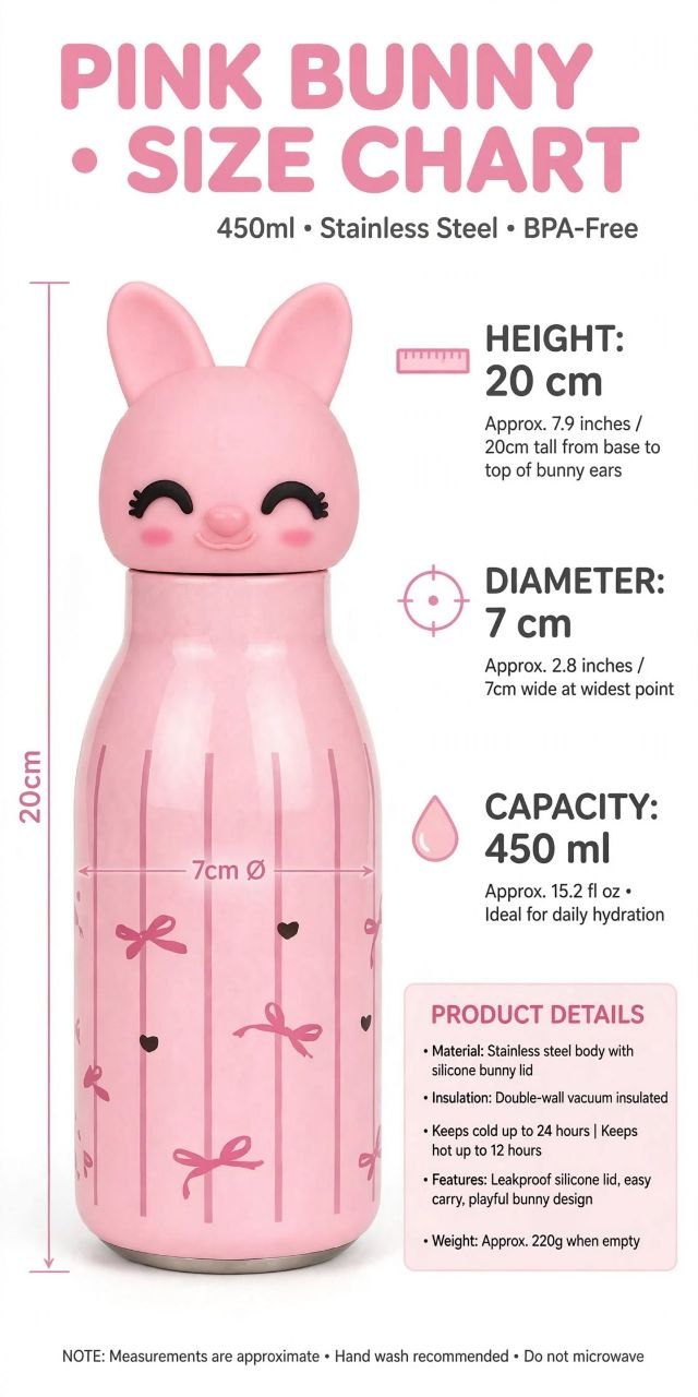 Premium Insulated Stainless Steel Water Bottle for Kids – 450ml Leak-Proof Double Wall Vacuum Thermal Flask for School & Travel